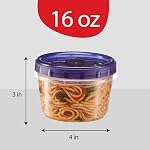 PLASTICPRO 6 Pack Twist Cap Food Storage Containers with Blue Screw on Lid- 16 oz Reusable Meal Prep Containers - Freezer and Microwave Safe Blue Plastic Food Storage