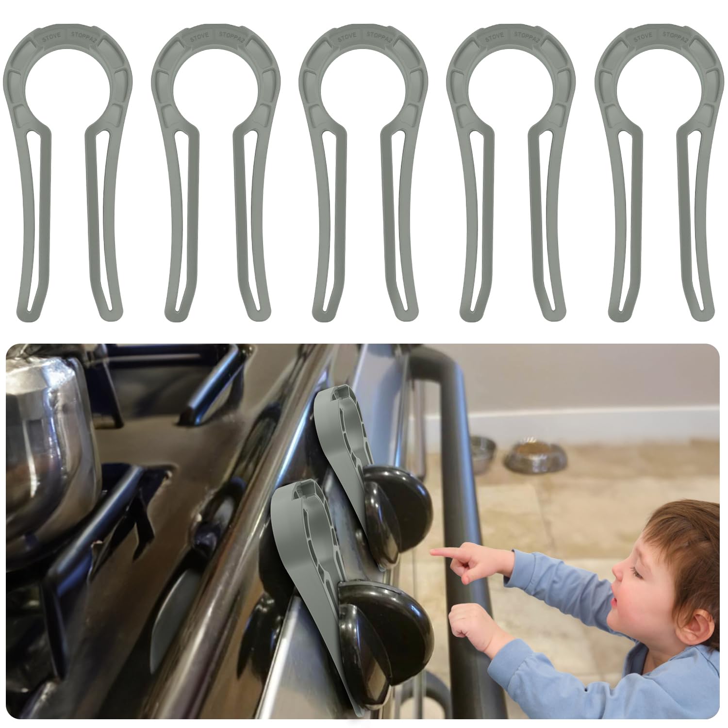 Gas Stove Safety Knob Lock, Baby Proof Stove Oven Locks, Kids Proof Stove Guard, Clear (Pack of 5)