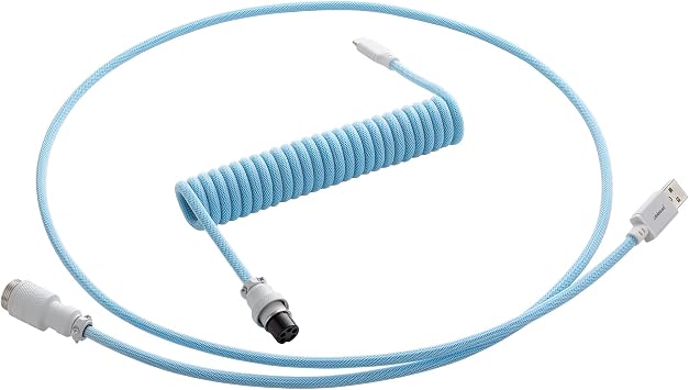 CableMod Pro Coiled Keyboard Cable Blueberry Cheesecake, USB A to USB Type C, 150cm