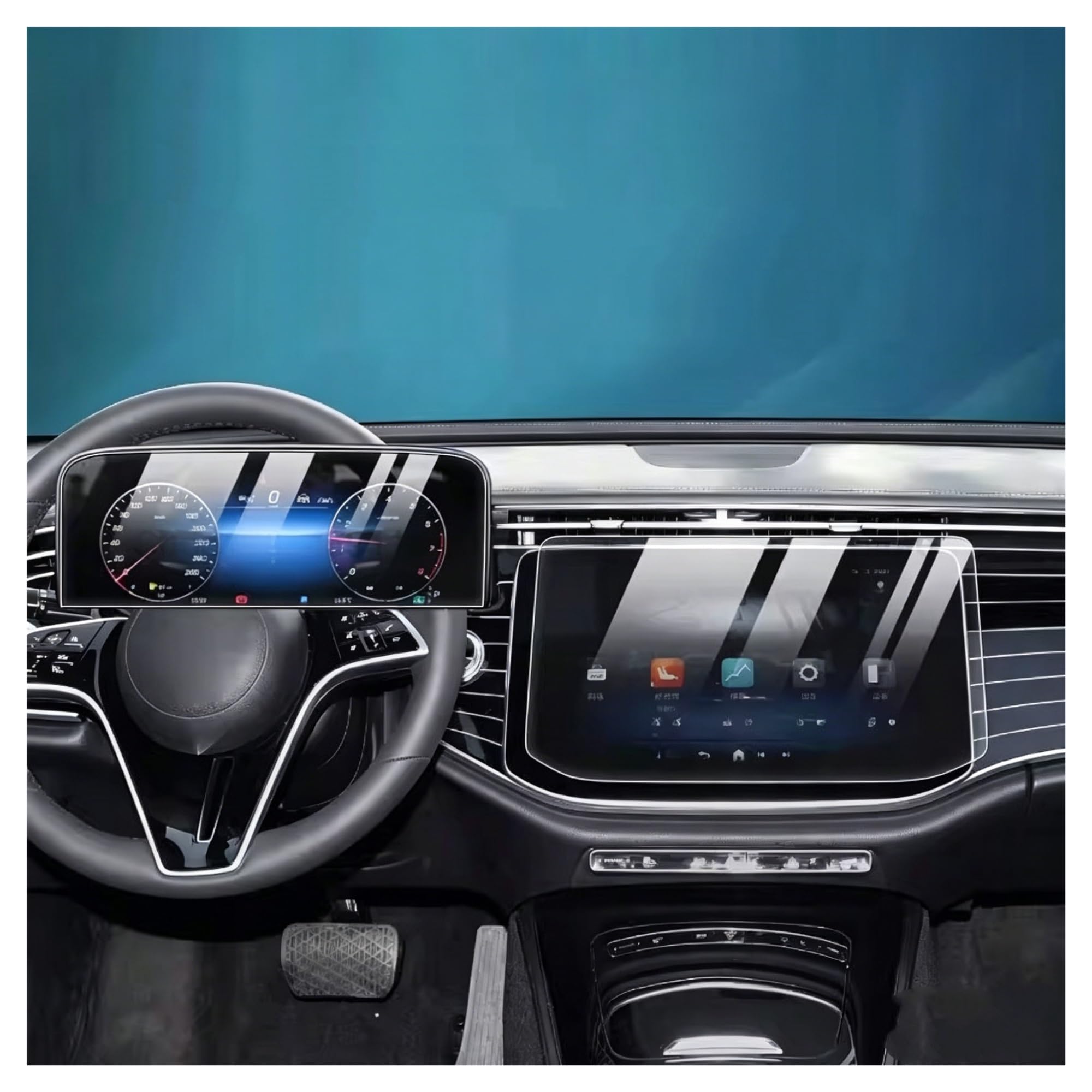 Pellicola Protettiva in Vetro temperato per autoradio, navigatore GPS e Quadro Strumenti per Mercedes Classe E 300 W214 2025 2024.