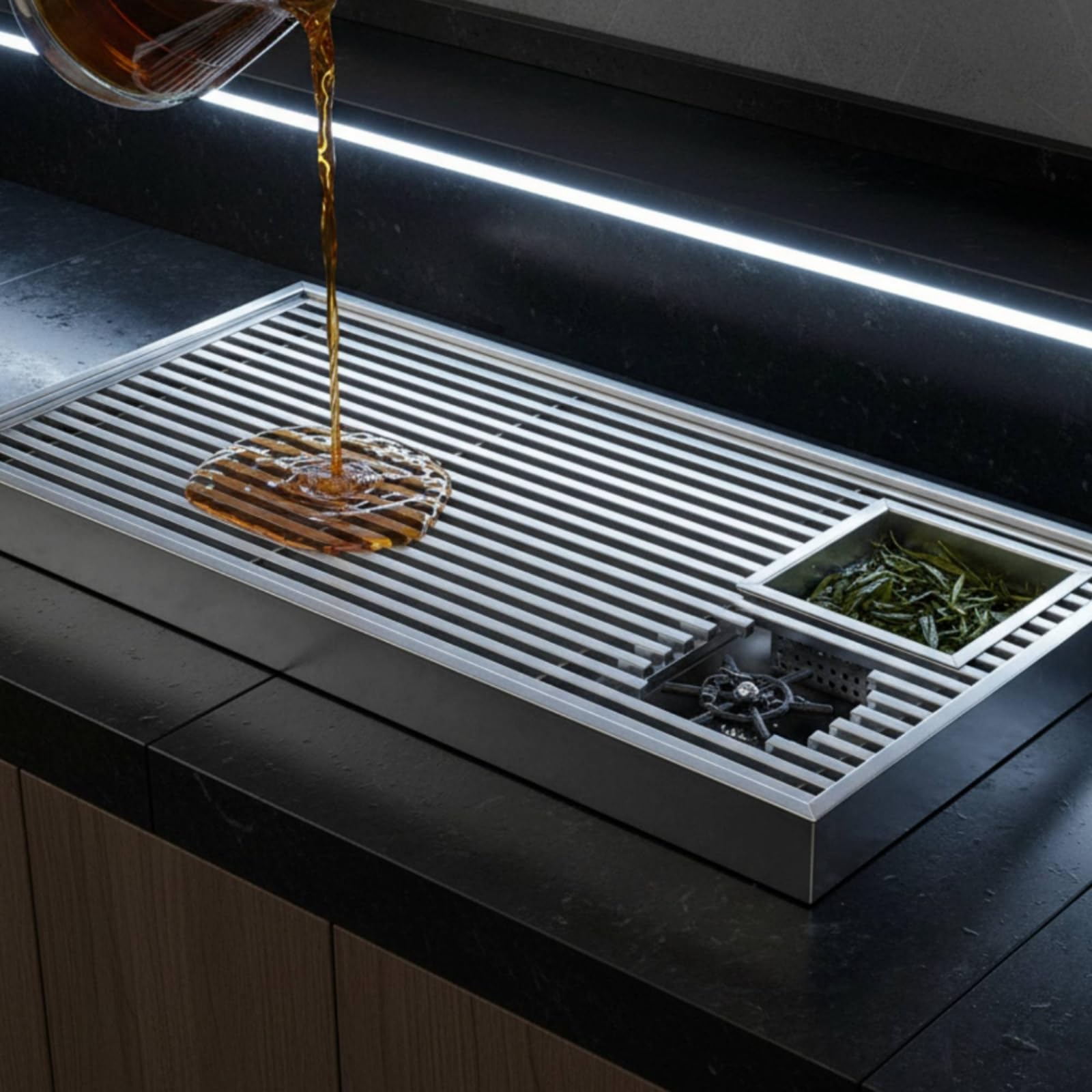 Bandeja de Preparación de Bebidas Fregadero Empotrado Lavavasos Estación de Limpieza con Rejilla de Drenaje Acero Inoxidable Apta para Cafeterías Puestos de Bebidas