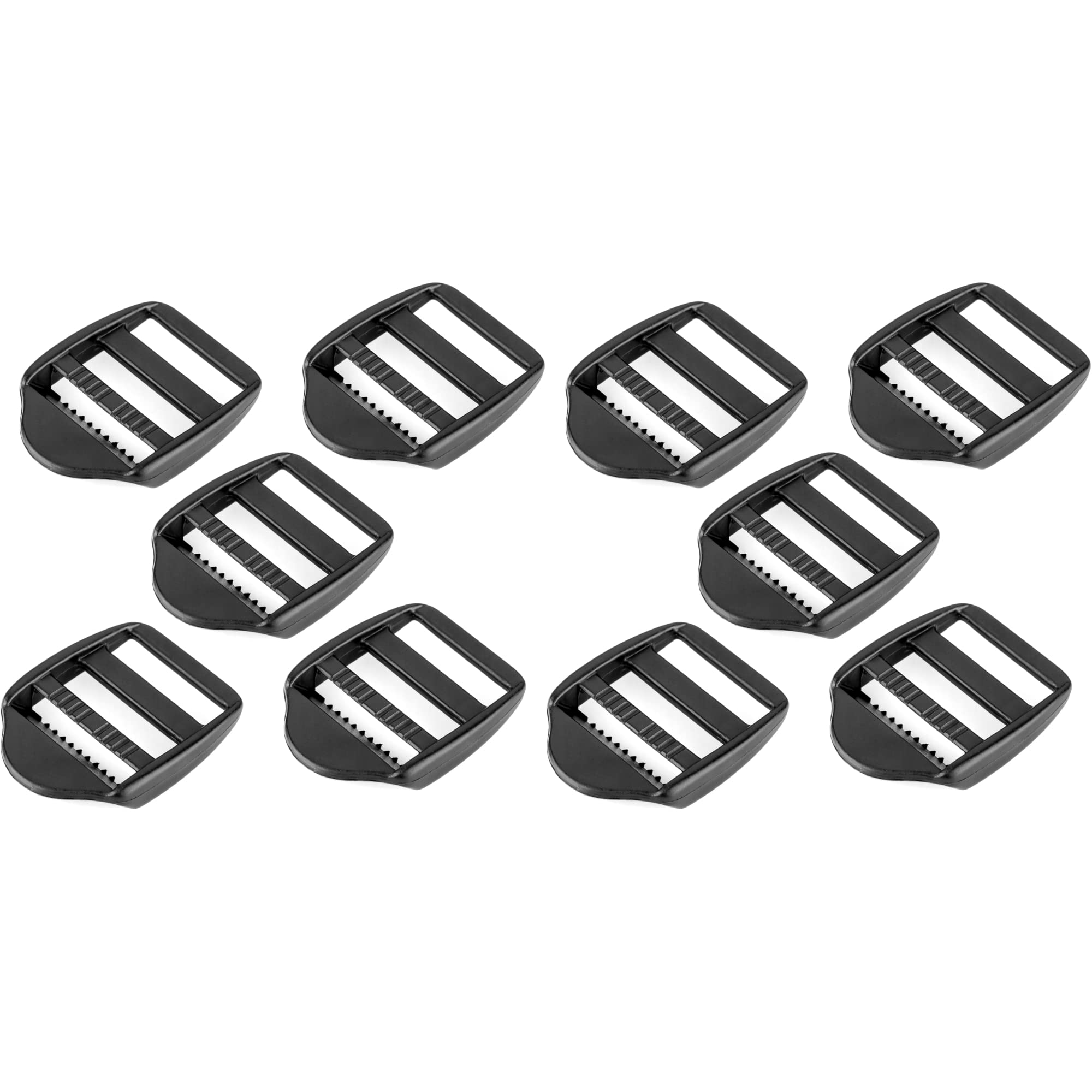 SolaDirect 10 x Ladderlock Rucksack Sliders Buckles for 40 mm / 1.57″ Webbing Strap, Black, Plastic