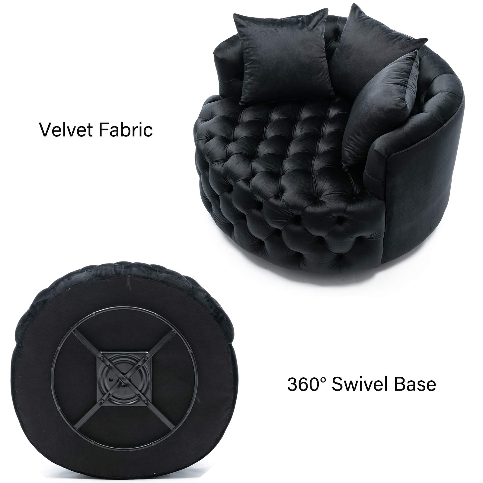 Dolonm Swivel Accent Barrel Chair Modern Sofa Lounge Club Round Chair