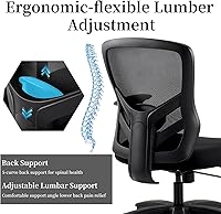Vista 7 de YFO Big and Tall Office Chair 500LBS - Computer Desk Chair with Adjustable Lumbar Support, Heavy Duty Ergonomic Mesh with 360 Rotation 4D Arm and