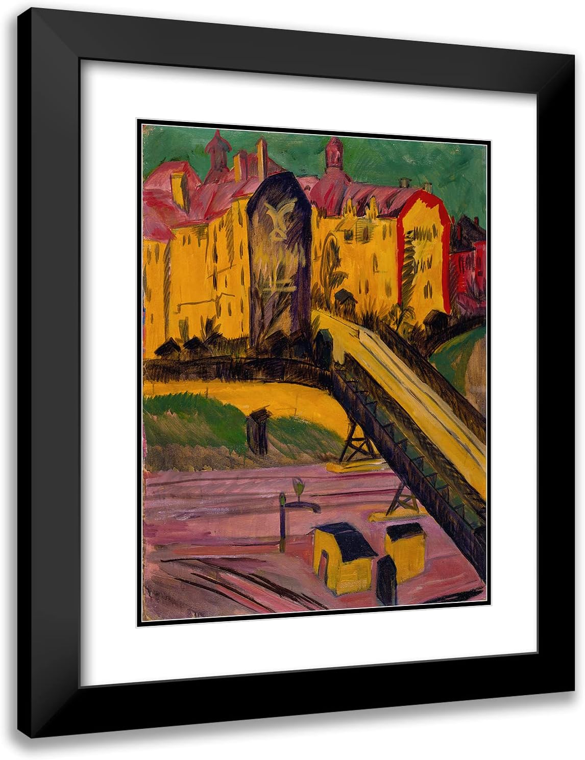 ArtDirect Ernst Ludwig Kirchner 15x18 Black Modern Frame and Double Matted Museum Art Print Titled - View from the Window (1914)