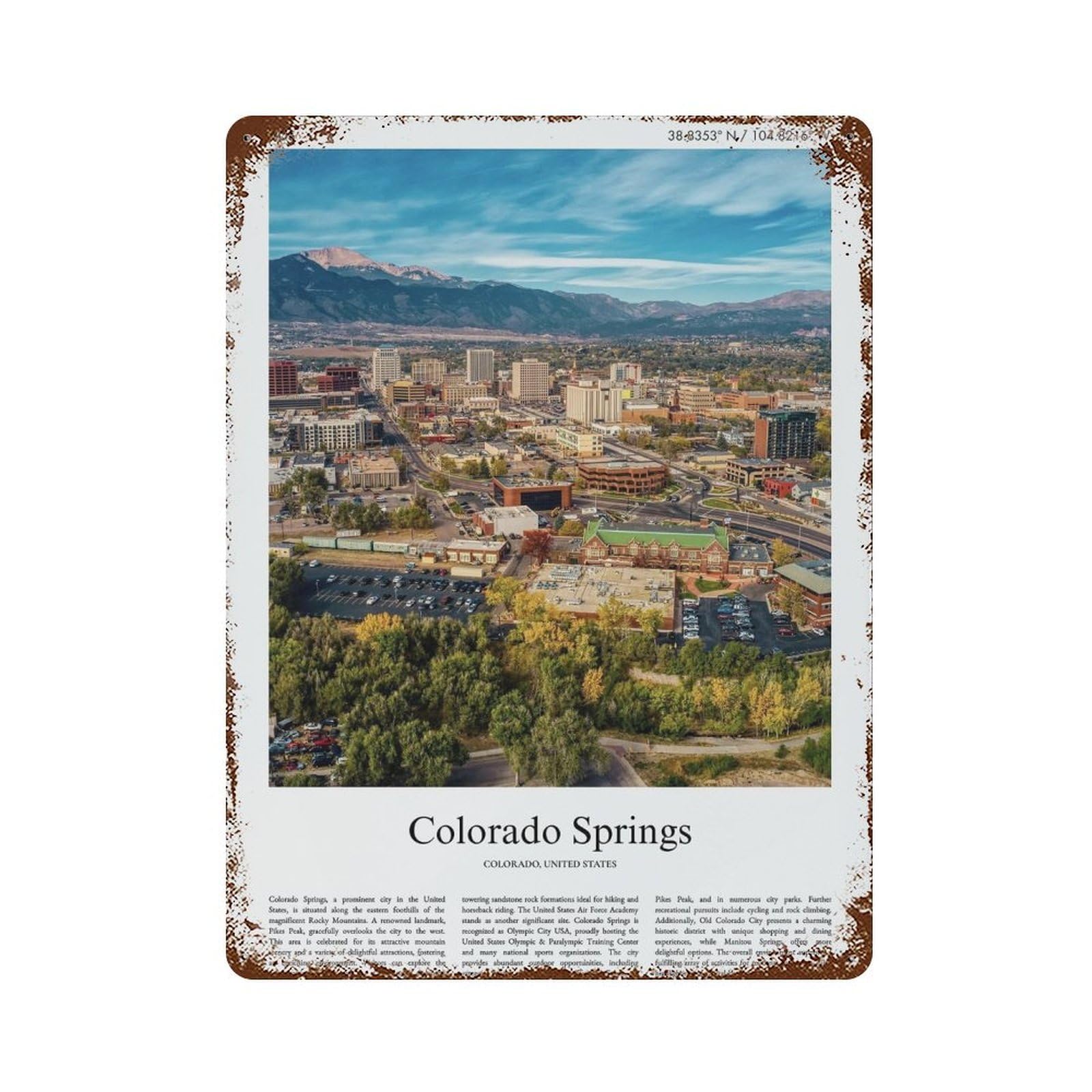 xiaoxiaoshen Colorado, United States, USA City Scenery Wall Decor Art Metal Tin Poster Modern Home Decor Art Home Bar Shop Decorations Vintage Sign 40x30cm