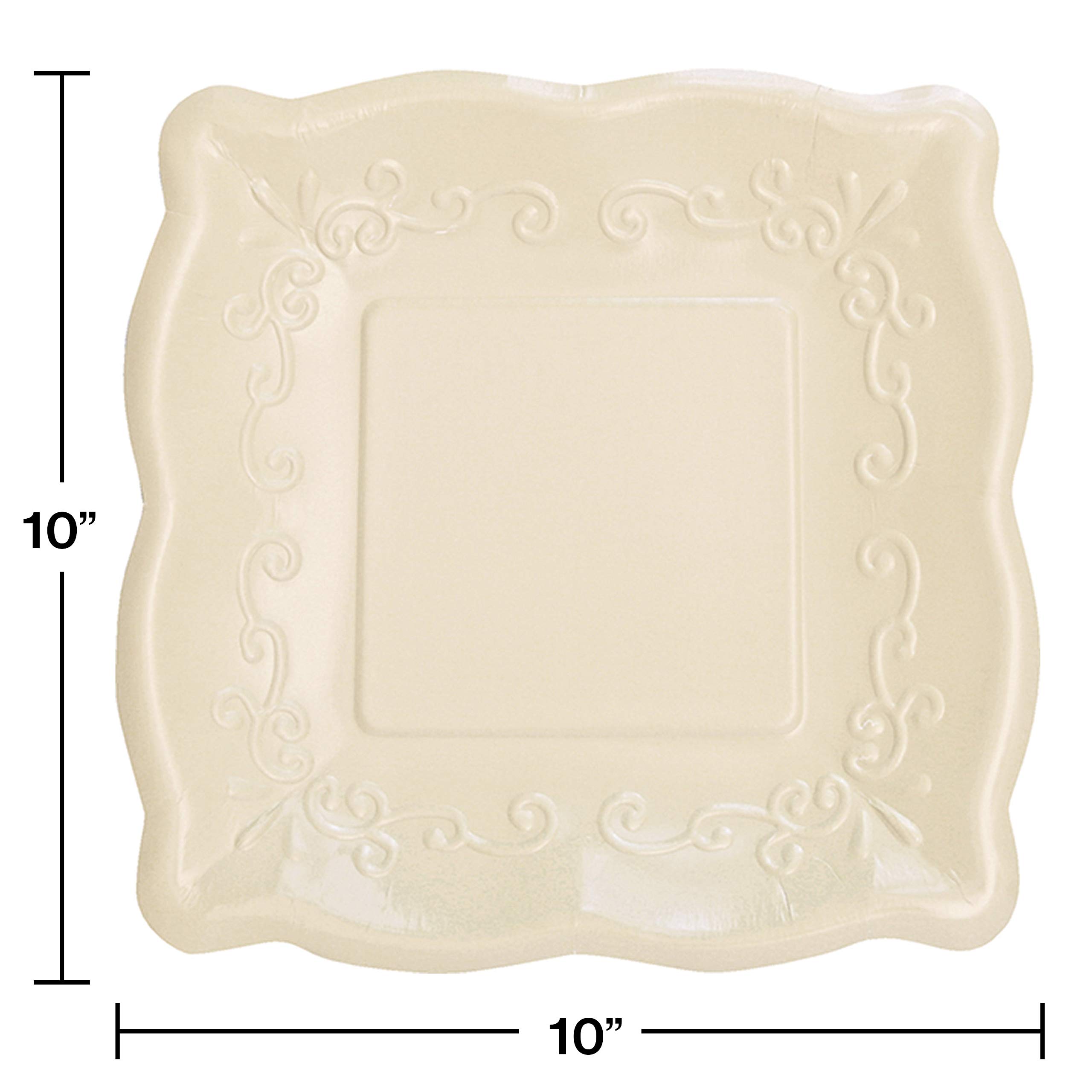 Fineline Settings Disposable Square Dinner Plates-10 | Black | Renaissance Collection | Pack of 10 Plate