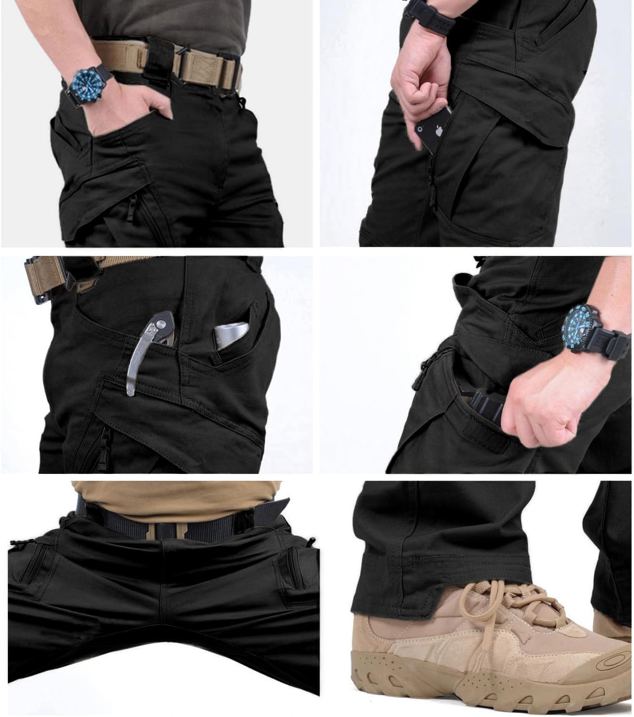 Susclude Men's Outdoor Cargo Work Trousers Military Tactical Pants Ripstop Assault Combat Trousers Hiking Pants Men - Image 2