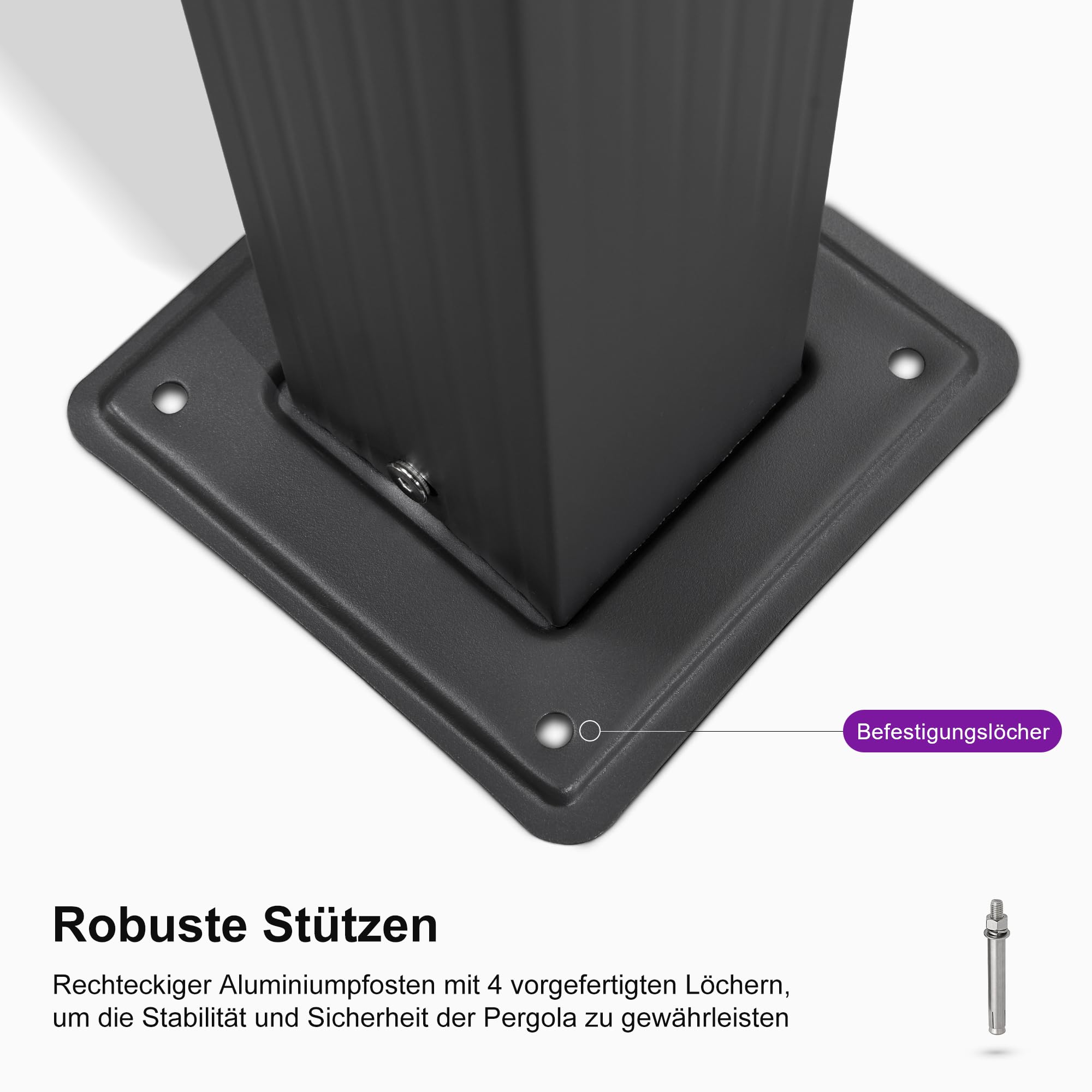 PURPLE LEAF Pergola Aluminium, 3.65 X 4.85 m Wasserdicht Stabil Winterfest Partyzelt, Gartenpavillon mit Sonnenschutz Überdachung, Grau