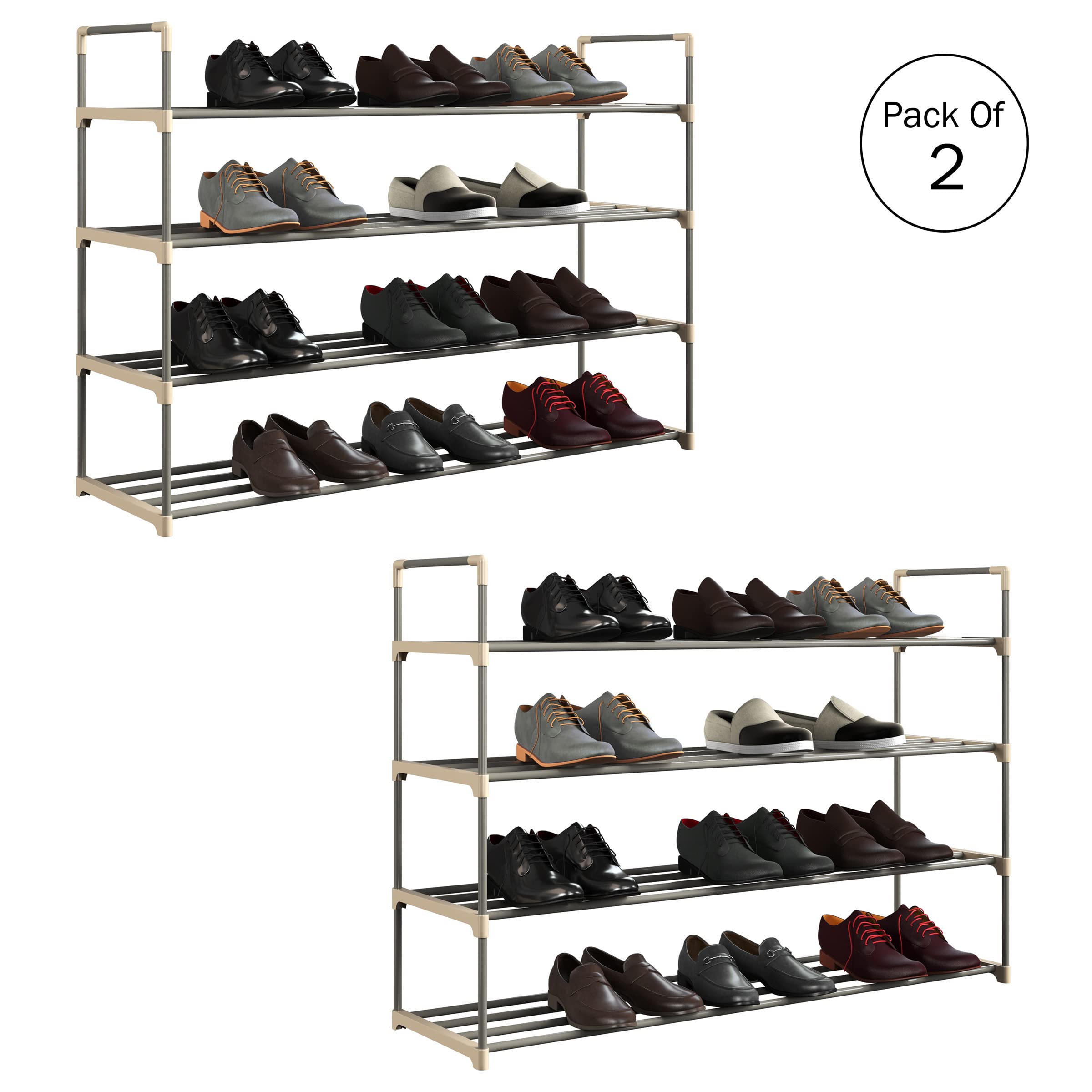Estante de almacenamiento de zapatos, organizador de 4 niveles para armario, baño, entrada, 2 juegos 4