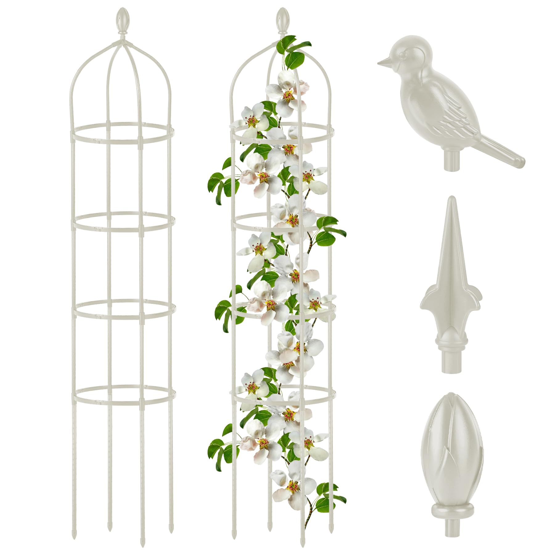 Garden Obelisk Trellis for Climbing Plants Outdoor 6 Ft Rose Bush Round Trellis for Pots Rustproof Metal Plant Flower Trellises for Clematis Vine Jasmine Support Outdoor Indoor