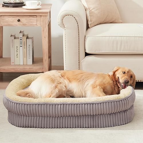 Miniatura 8 de Cama ortopédica para perros de razas medianas, sofá cama de espuma de alta densidad para perros, cama ovalada para perreras, sofá cama para mascotas