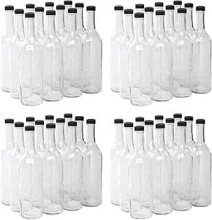 North Mountain Supply 48-Pack 750ml Clear Glass Bordeaux Wine Bottles with 28mm Black Screw Lids - USA Made