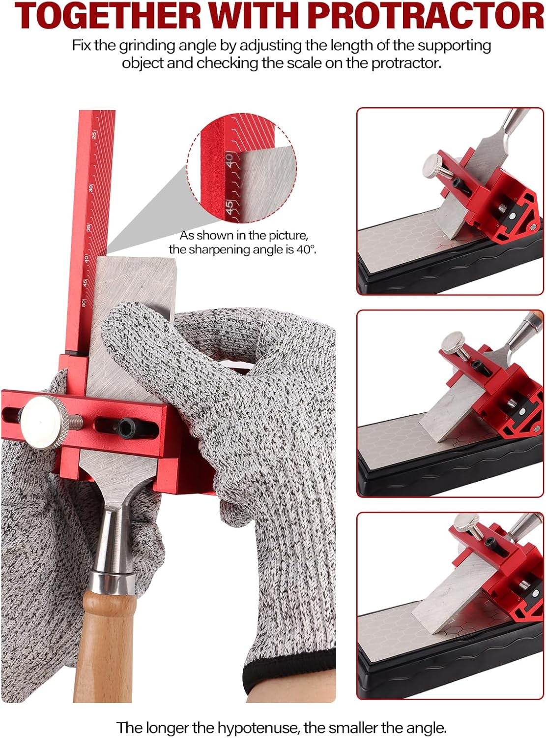 Double-side Chisel Sharpening Kit, Kalolary Professional Diamond Sharpening Stones Knife Sharpener Plate with Honing Guide Protractor for Chisel Kitchen Outdoor Woodworking Tools (600/1200 Grit)