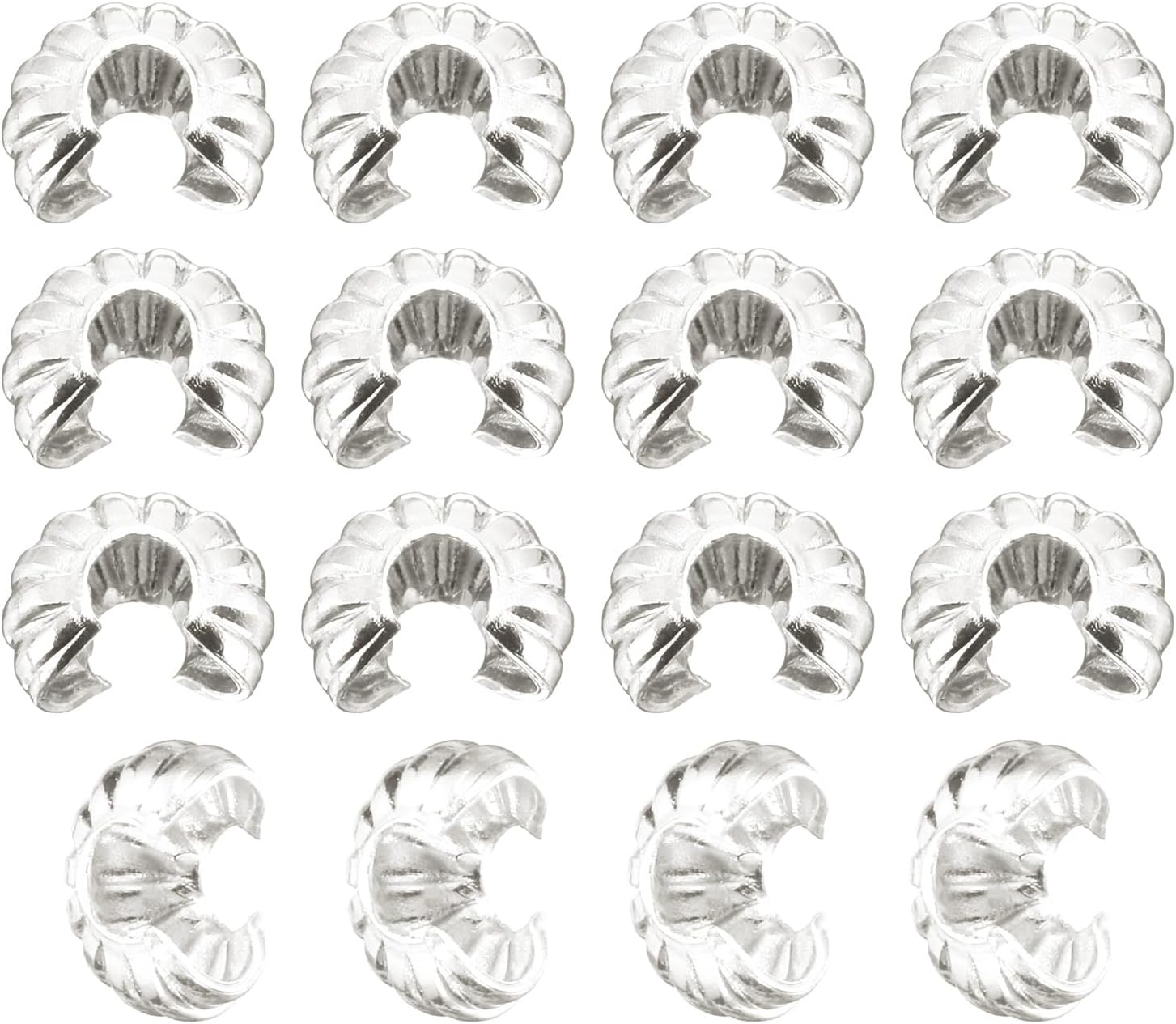 uxcell 150 Pcs Crimp Bead Covers, 3mm/0.12" Half Round Open Crimp Beads Knot Cover, Small Loose Beads End Tip Caps for Bracelet Jewelry Making Craft DIY, Silver