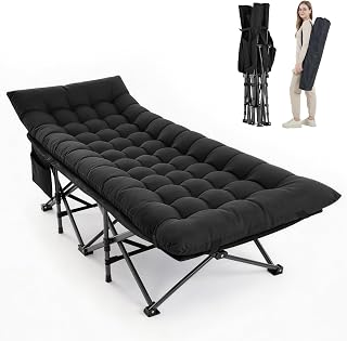 Camping Cot, Folding Camp Cot for Adults, Portable Outdoor Cot with Carry Bag & Mattress,Compact Bed for Travel,Guest,Home Office Nap