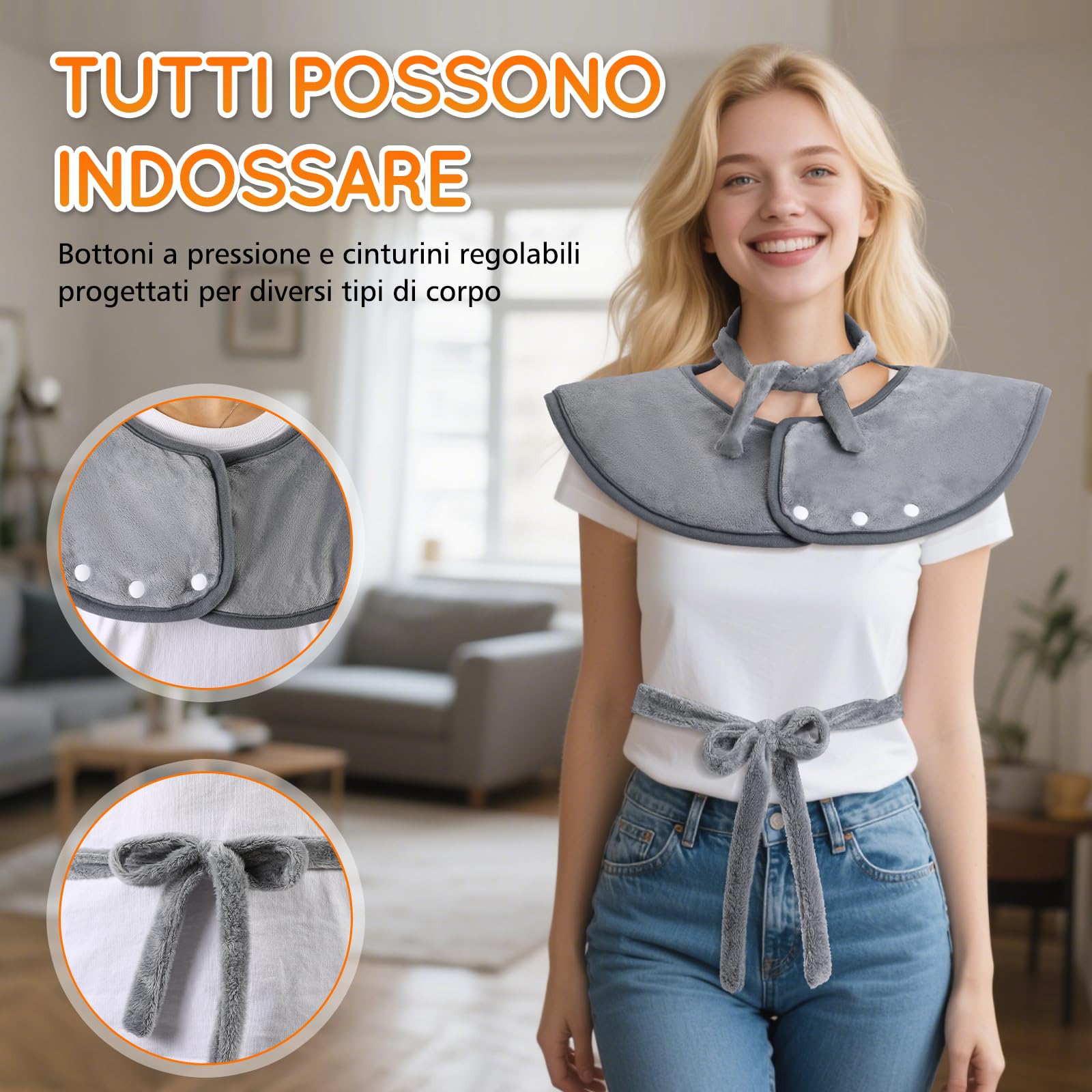 Termoforo Elettrico Cervicalee Spalle, Schiena, Cuscino Elettrico Riscaldante 61x94cm Con timer di 4 ore e 6 Livelli di Riscaldamento Spegnimento Automatico,Lavabile Termoforo Lombare Ricaricabile
