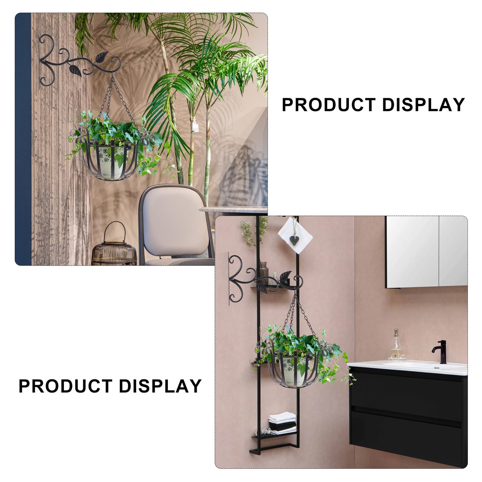 Gatuida Fioriera Sospesa in Ferro Nero con Supporto Portavaso da Parete per Piante Verdi e Fiori Decorativo per Giardino Balcone e Interni Design Elegante e Salvaspazio