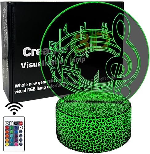 Lámpara de ilusión de luz nocturna de violín 3D, 16 colores cambiantes con control remoto, decoración de habitación para niños y adultos, amantes de