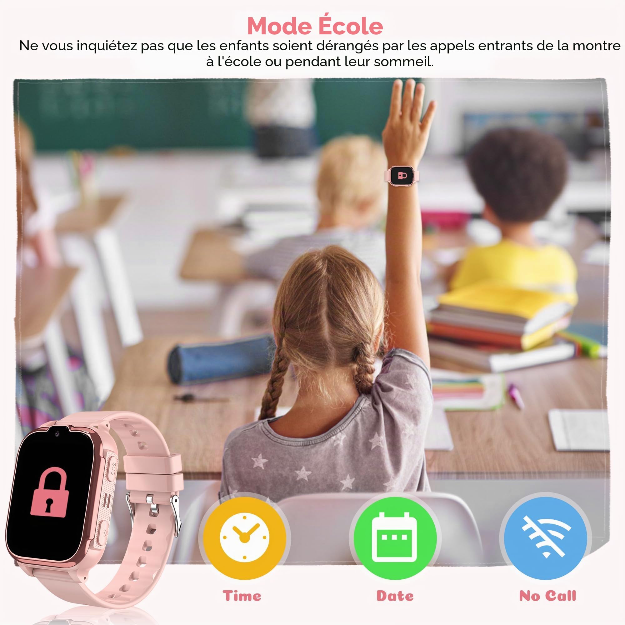 Montre Connectée Enfant 4G/GPS/WiFi/Appel Vidéo/IP68 | Montre GPS Enfant Fille Garçon avec Téléphone Chat Familial SOS, Jeux Réveil, Mode Classe, Montre Intelligente Enfants Cadeau