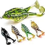 Topwater Frog Lure Bass Trout Fishing Lures Kit Set Realistic Prop Frog Soft Swimbait Floating Bait with Weedless Hooks for Freshwater Saltwater