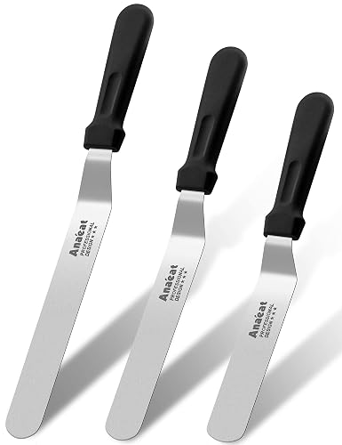 Anaeat Icing Spatulas, Set of 3 Professional Cake Angled Offset