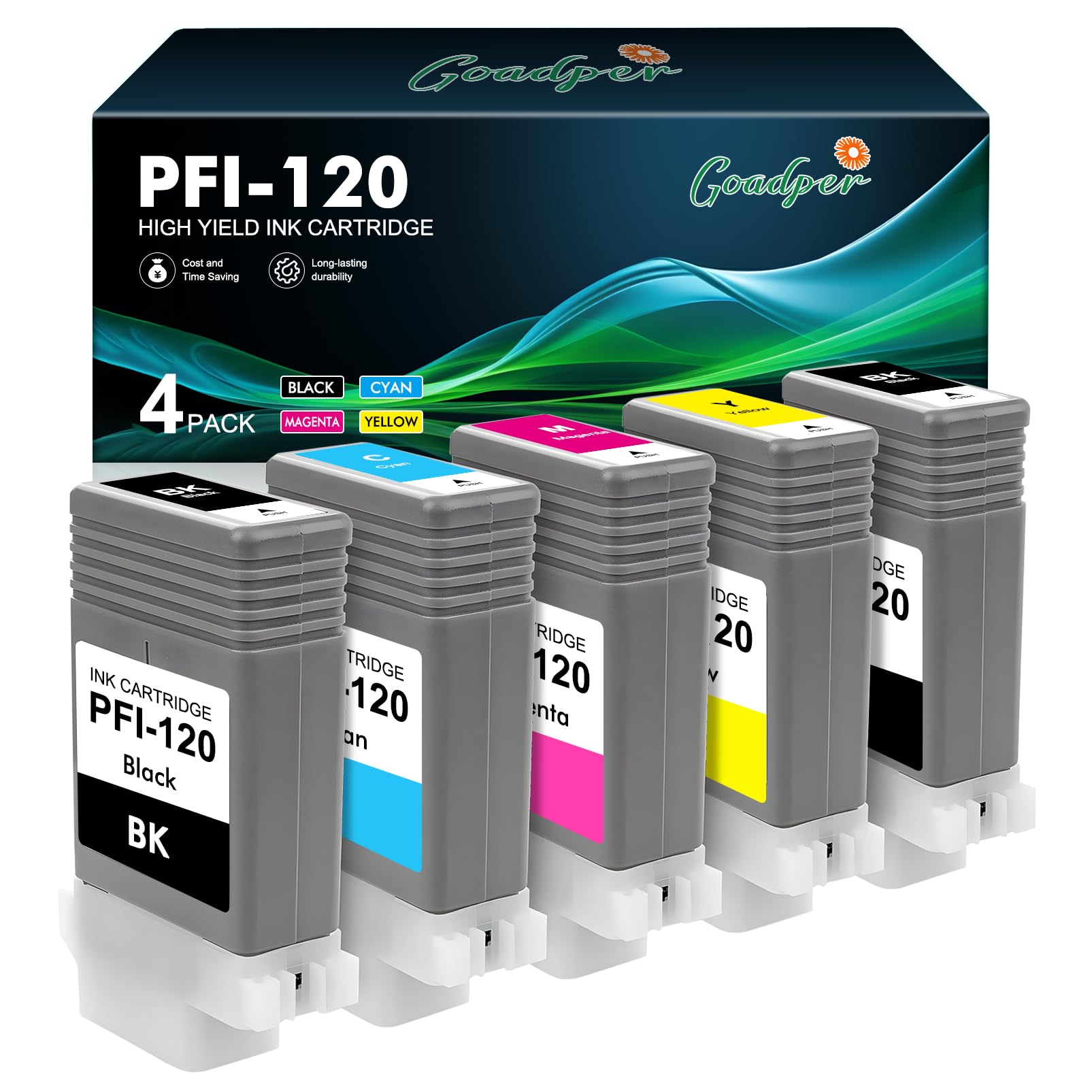 PFI-120 Cartuccia d'inchiostro PFI-120MBK PFI-120BK PFI-120C PFI-120Y PFI-120M cartucce Per Canon PFI120 cartuccia Compatible per Canon imagePROGRAF TM-205 TM-300 TM-200 TM-305（5 pack）
