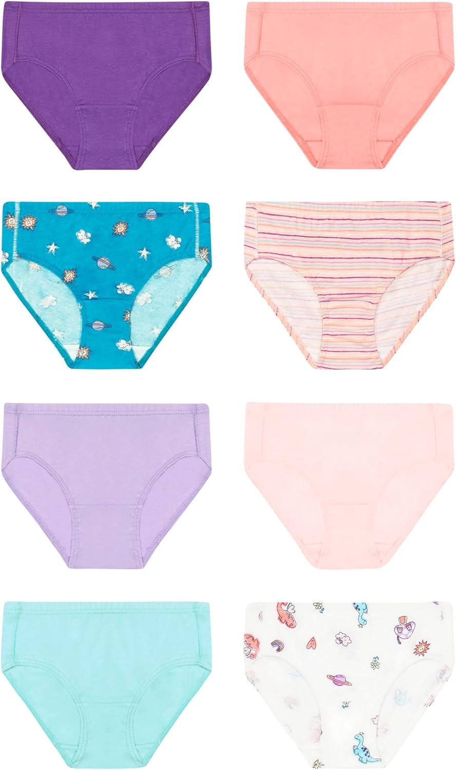 Hanes Girls' And Toddler Organic Underwear, Brief & Hipster, 8-pack, Pure Comfort Organic 100% Cotton Panties image 4