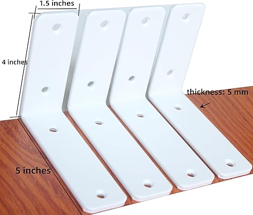 Miniatura 2 de Paquete de 8 unidades  5 pulgadas de largo x 4 pulgadas de alto x 1.5 pulgadas de ancho, 0.197 in de grosor, soportes de estante de hierro, soporte
