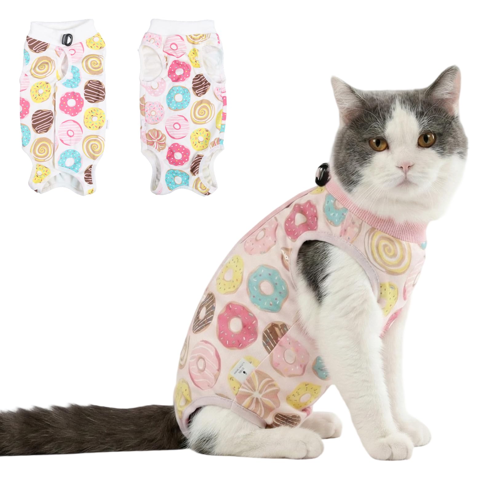 DoggieKit Cat Recovery Suit Post Surgery Surgical Recovery Onesie for Cats Kittens Surgical Recovery Suit for Spay Females Cats Soft Breathable Bodysuit for Anti-Licking Abdominal Wounds Skin Diseases