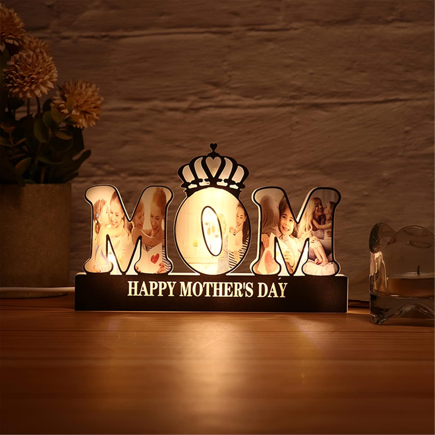 Personalized Photo Led Light up Cross Decoration Custom Acrylic Family Picture Frame Light Acrylic Photo Lamp Gifts for Mother's Day Birthday Valentine's Day Mom from Daughter Son(Style 15)