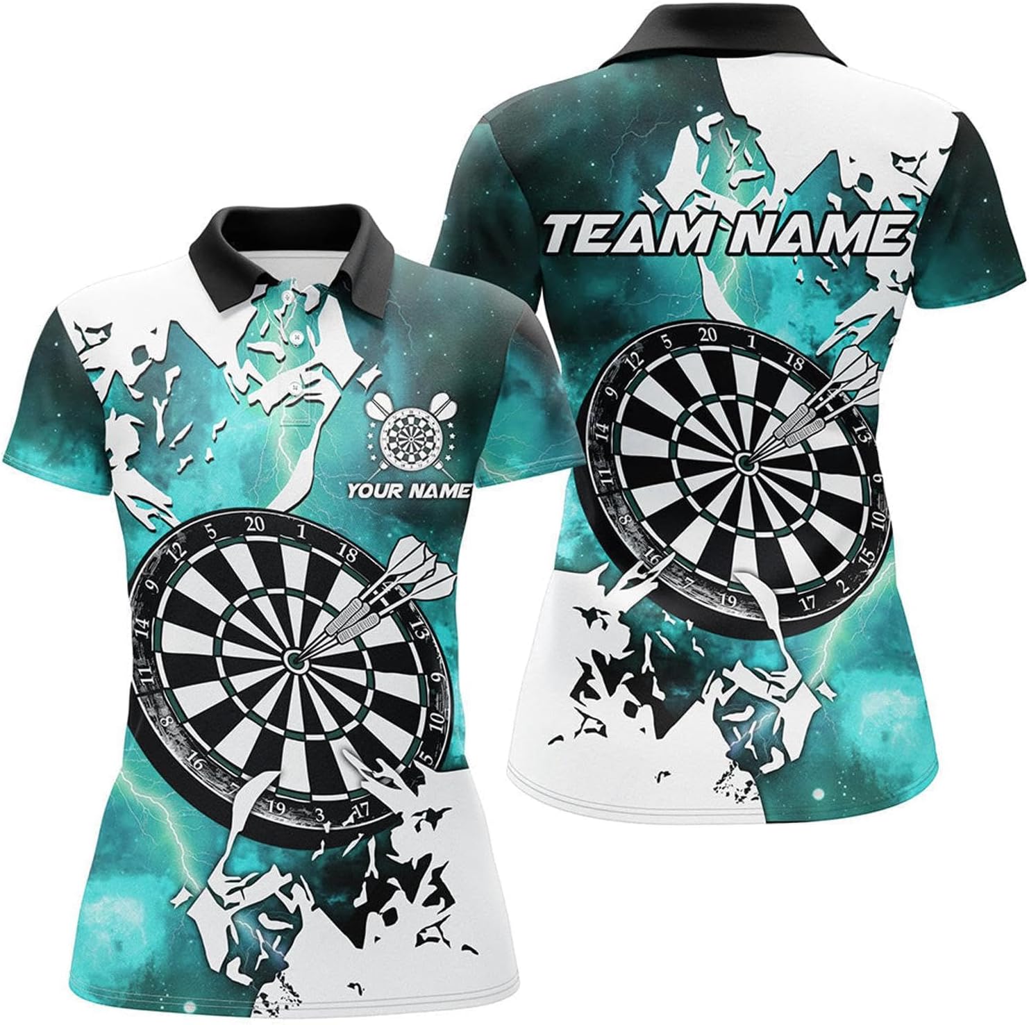 Turquoise Lightning Grunge Darts Team Jersey for Women Stylish Sportswear Comfortable Fit T2260