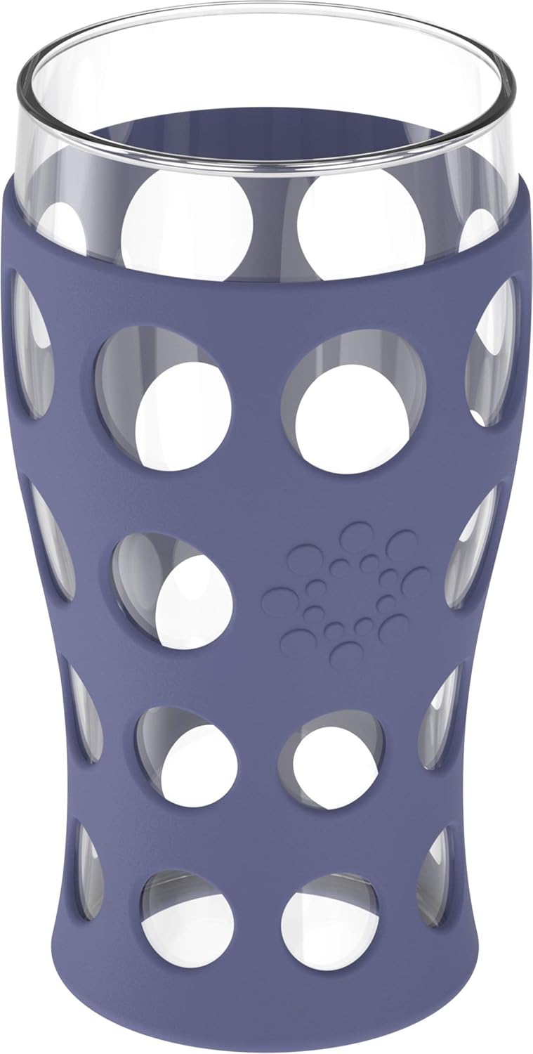  | Lifefactory 20-Ounce BPA-Free Indoor/Outdoor Protective Silicone Sleeve Beverage Glass, 2-Pack, Dusty Purple: Mixed Drinkware Sets