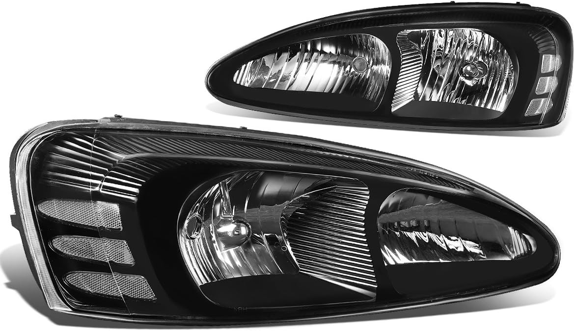 DNA MOTORING HL-OH-PGPR04-BK-CL1 Black Housing Clear Corner Headlights Replacement For 04-08 Grand Prix