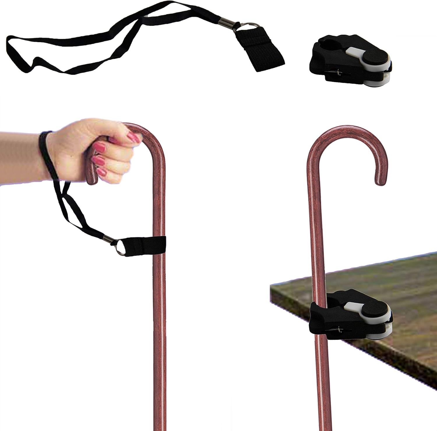 HOMEX Adjustable Holder and Strap for Walking Canes