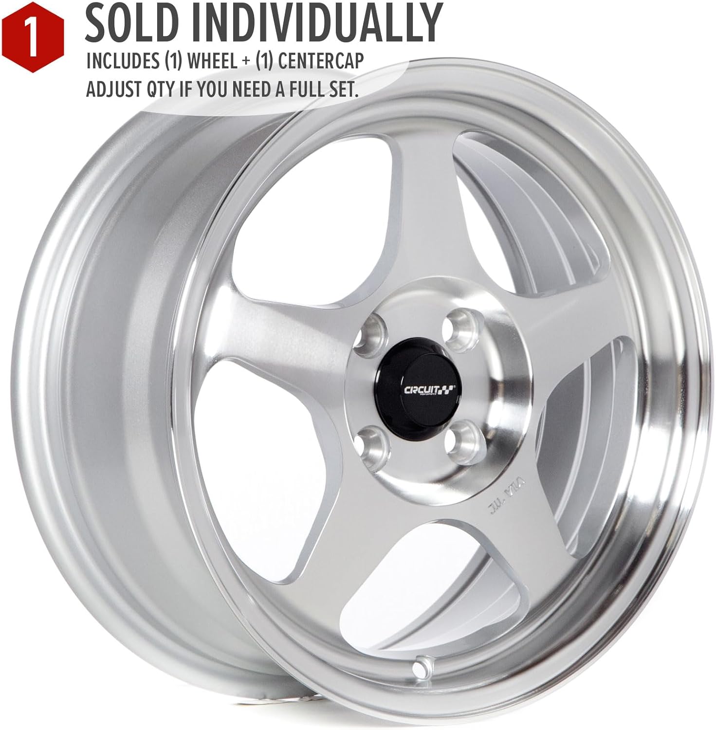Circuit Performance CP22 15×6.5 Machined Silver 4×100 [+35mm] Wheels Spoon Style Rims compatible with Honda Civic EK EG, Acura Integra DC2, BMW E30, Mazda Miata