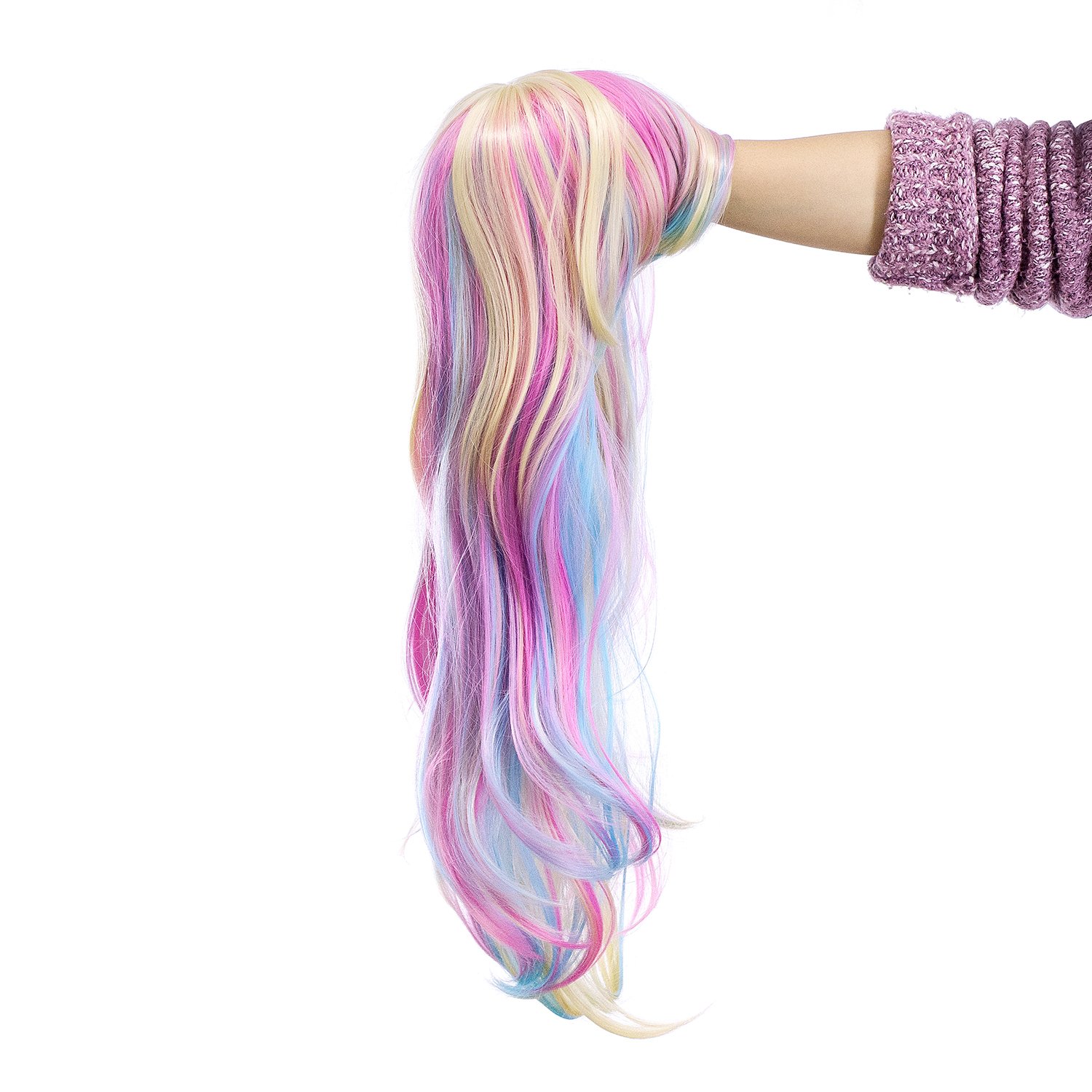 SWACC 26-Inch Long Curly Wave Cosplay Synthetic Wig For Women Mixed Colorful Highlights - Image 5