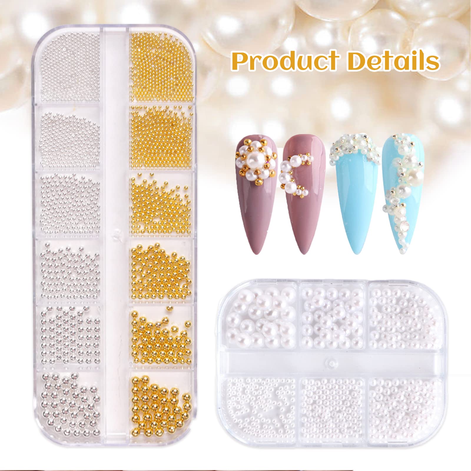 Kit Perline Nail Art 6000 Pezzi - Mezze Perle Nere AB, Dimensioni 2-10 Mm, Con Pinzette E Penna Pickup