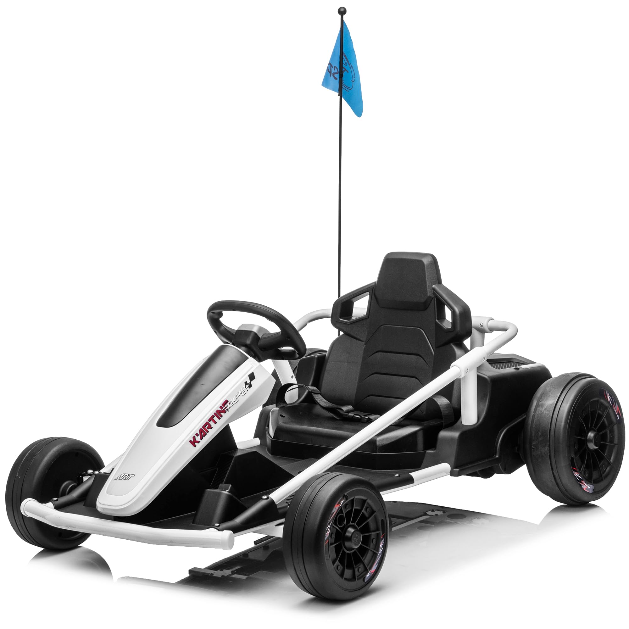 sopbost 36V Go Kart Electric Drift Kart, 2WD Kids Ride On Car, White
