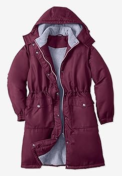 Amazon.com: Woman Within Plus Size Mid-Length Microfiber Parka - L