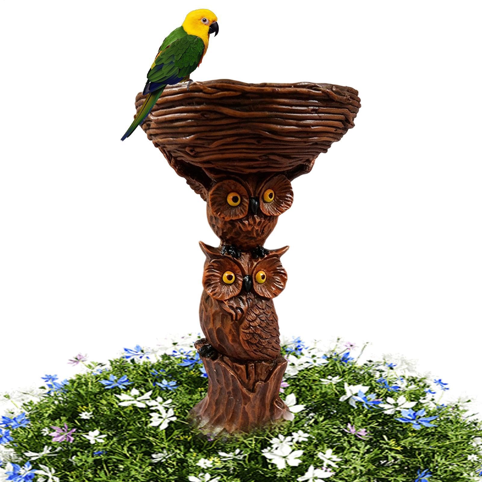 Bebedero para pájaros para exteriores – Cuenco de agua decorativo de | resina, para animales salvajes en el jardín, bebedero decorativo para pájaros, elemento de jardín ecológico | Baño de agua
