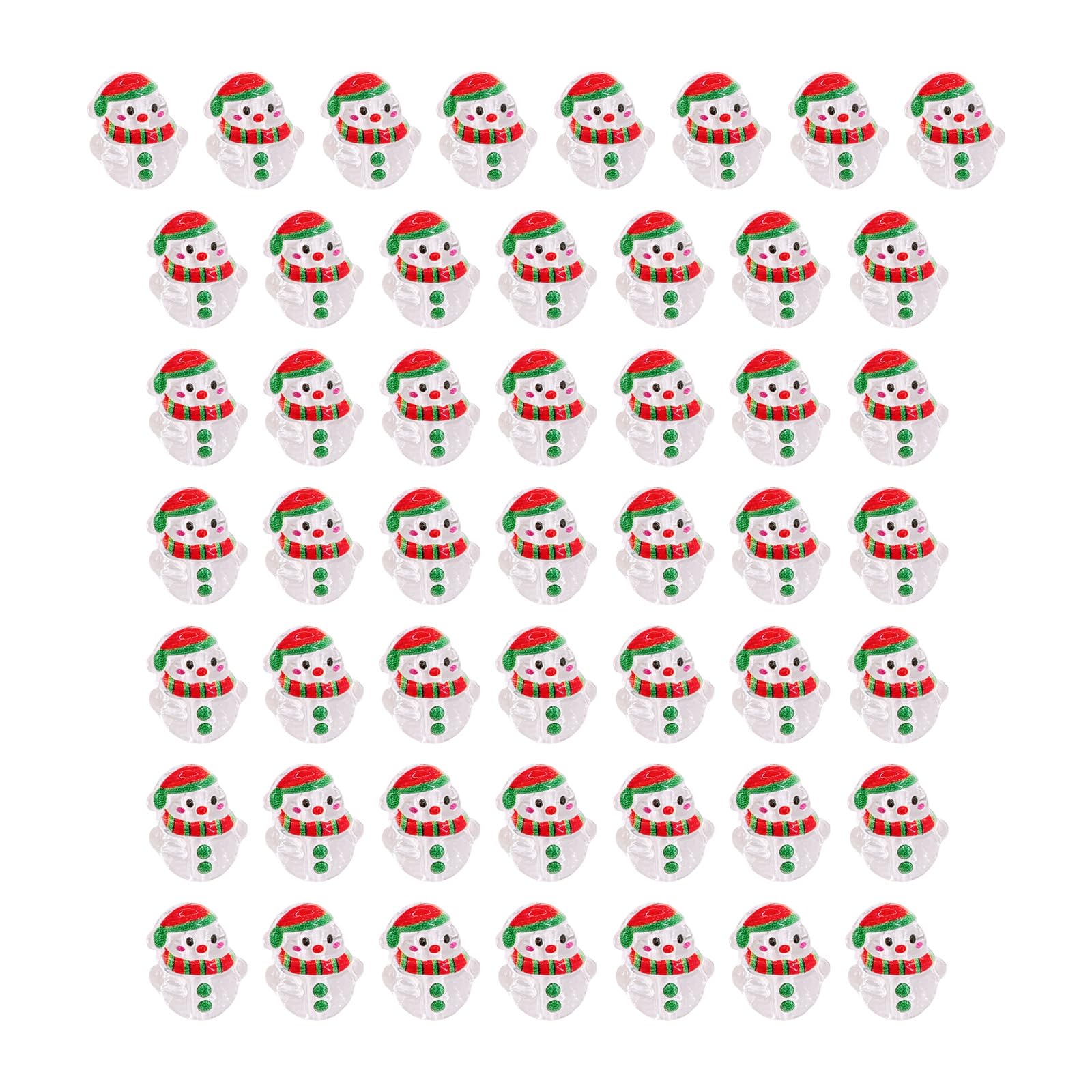 Kalttoy 50Pcs Acrylic Beads 16x20mm Holiday Snowman Beads with Hole for Craft Christmas Decoration Jewelry Accessories Snowman Bead Ornaments