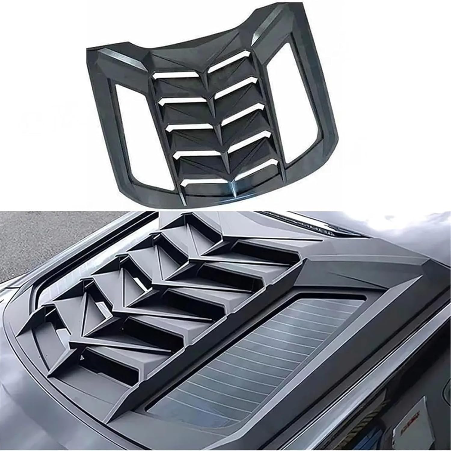 Car Rear Window Louver Body Kits Compatible With Ford Mustang 2015-2022 Air Outlet Shutter Grill Frame(Matte Black)