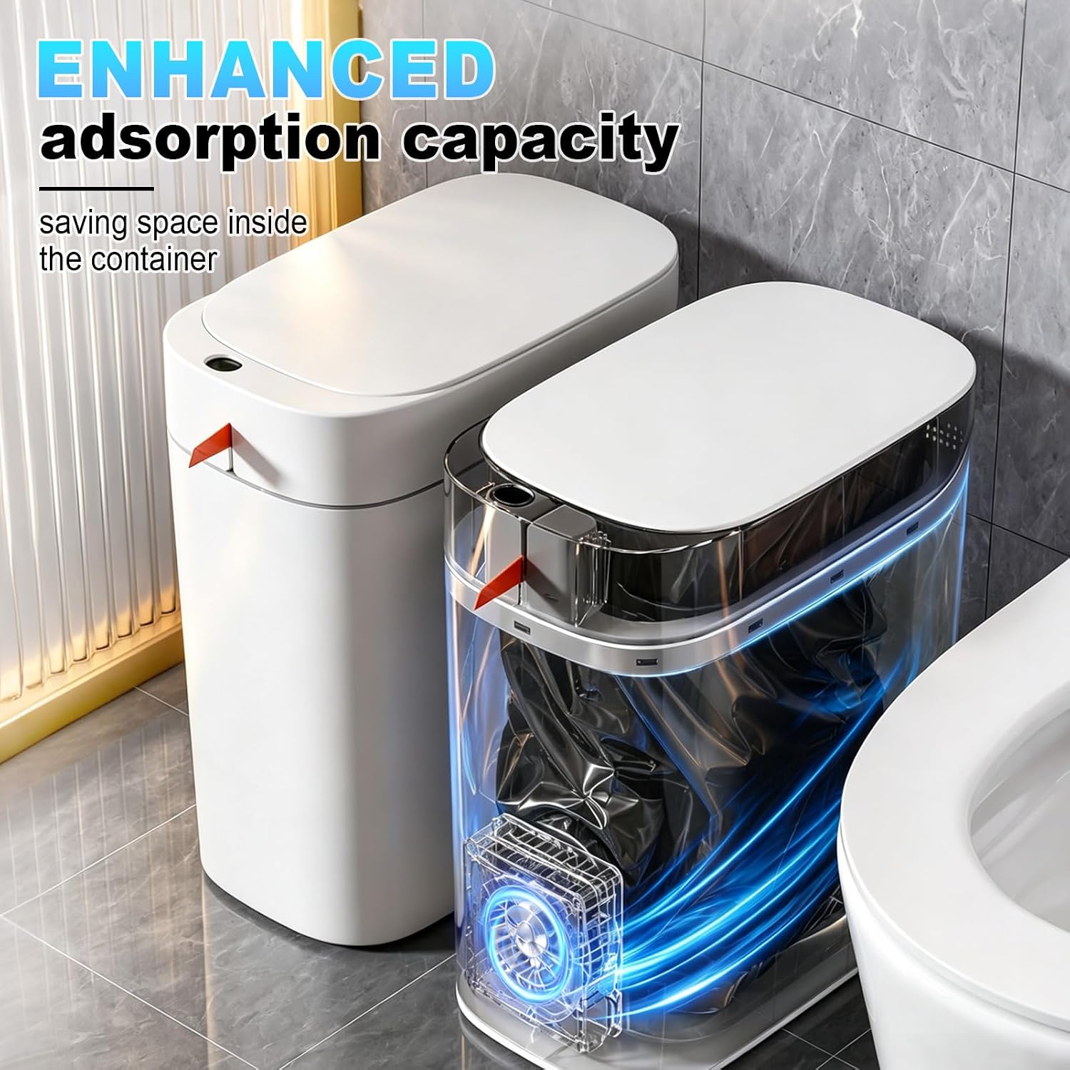 MOPUP Bathroom Trash Can,Includes 180 Drawstring Trash Bags.