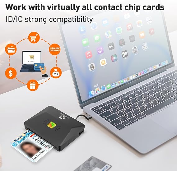 ZOWEETEK USB C CAC Reader, CAC Reader Military for Common Access Card Compatible with Windows, Mac OS and Linux