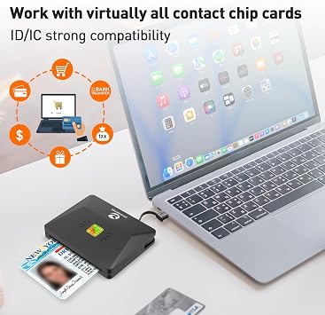 ZOWEETEK USB C CAC Reader, CAC Reader Military for Common Access Card Compatible with Windows, Mac OS and Linux