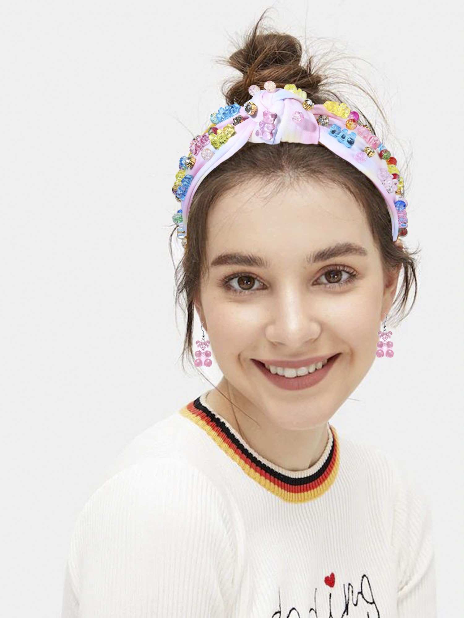 Women Knotted Fabric Headband Gummy Bear Candy Lollipop Jewelry Accessory Amazon.com : HSWE Knotted Headband for Women Gummy Bear  main image 2