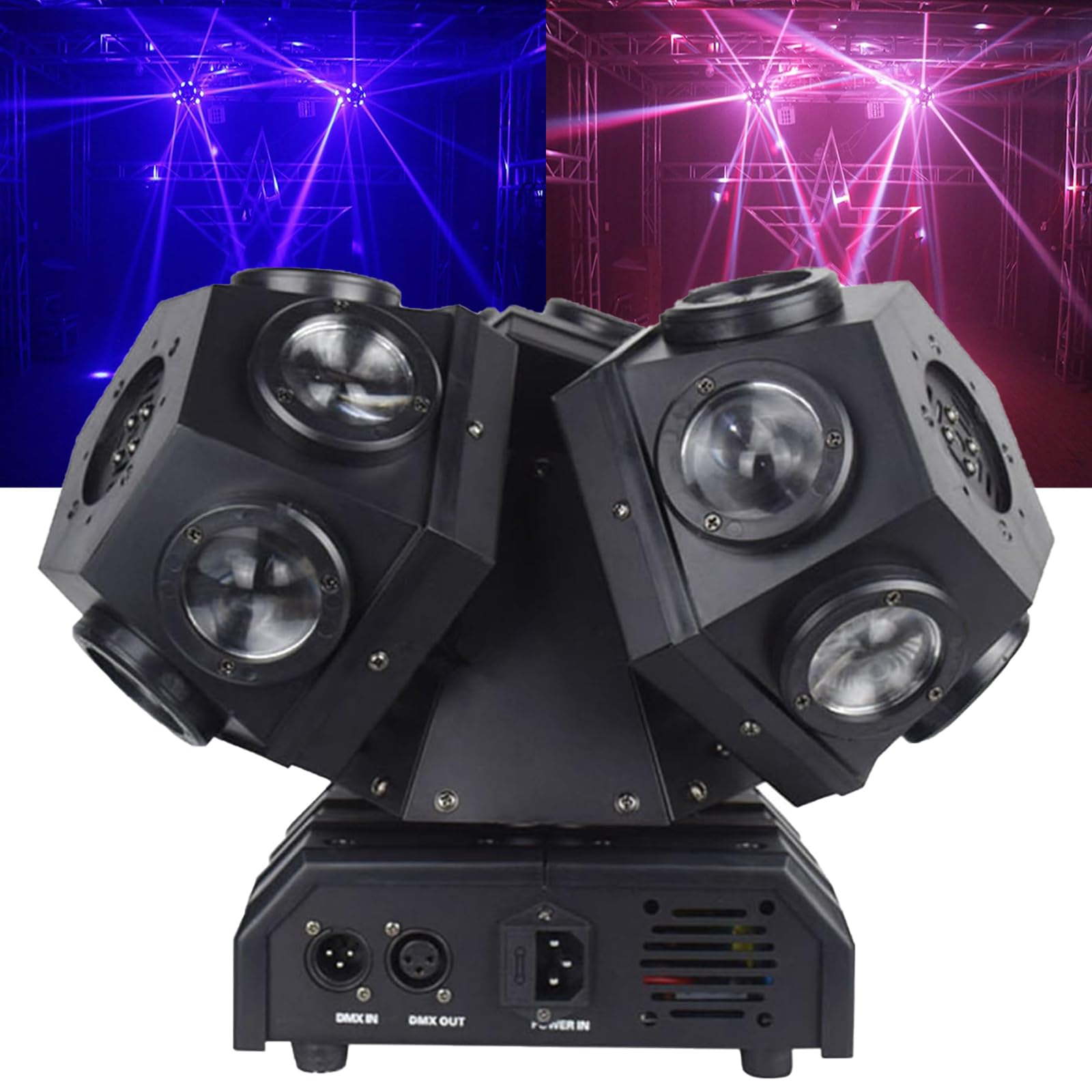 Mini Faretto Muovente da Palco, 18x10W LED Quad RGBW con Effetti di Pattern Rotante a 3 Bracci, Laser Strobo Attivato per KTV DJ Disco Matrimonio Festa Club Bar Spettacolo di Danza