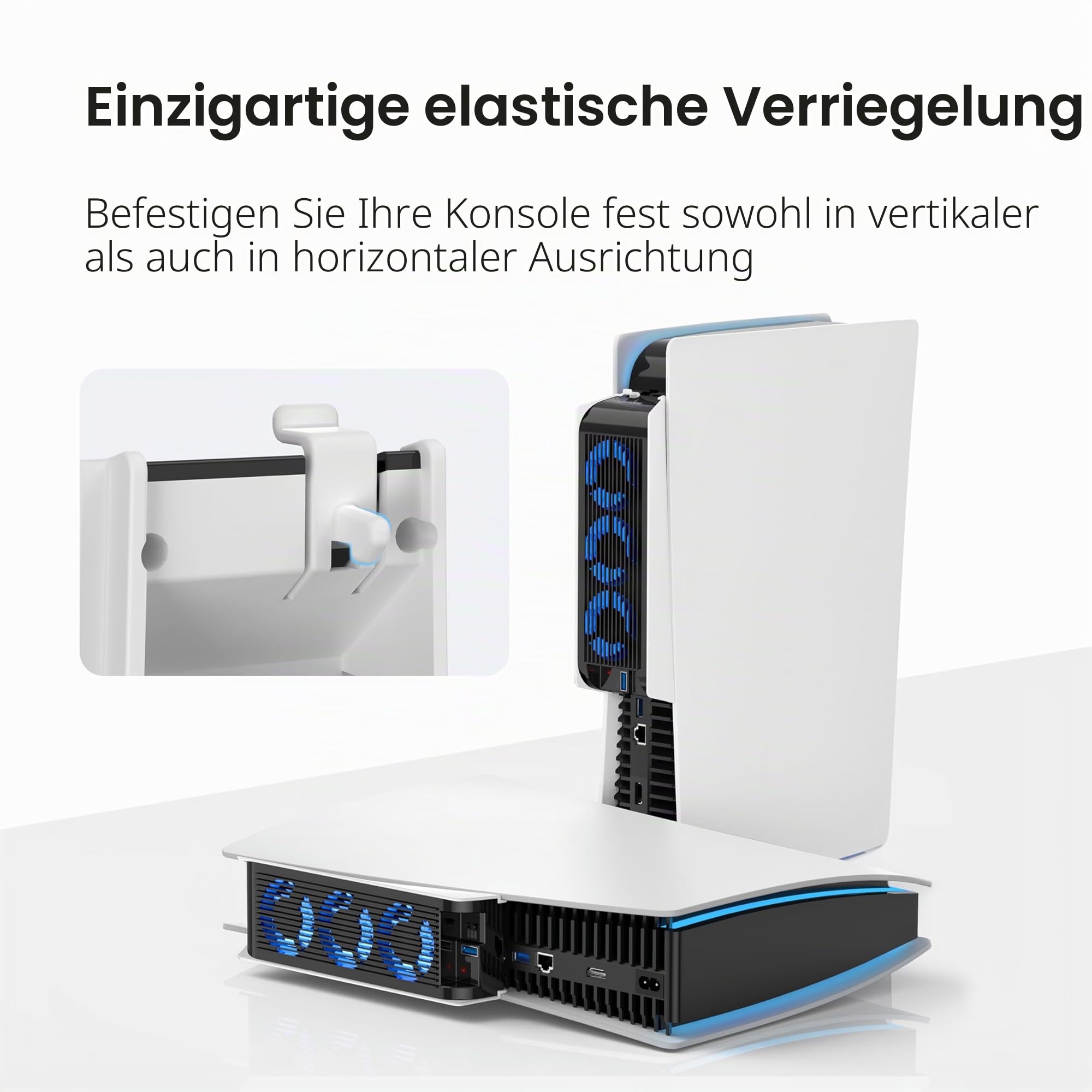 KIWIHOME Lüfter für PS5, leiser Kühler mit USB 3.0 und LED, nur für PS5 2020, Weiß
