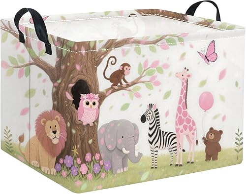 Miniatura 75 de Cesta rectangular de almacenamiento para niños con asas para el hogar, cocina, niños y niñas, lindo contenedor organizador de almacenamiento de